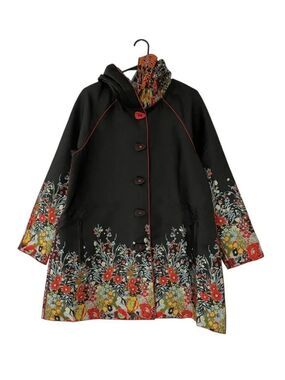 UbU London Towne Womens Raincoat Jacket XS Red Floral Hooded Reversible NWT